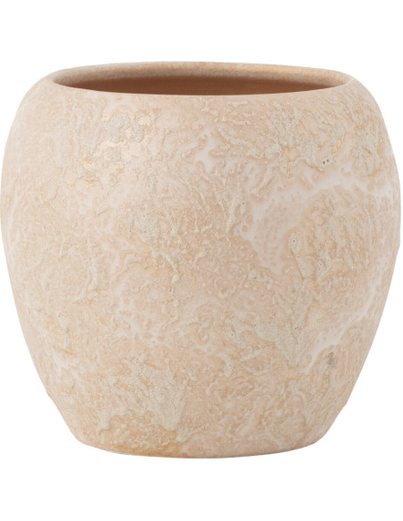 Cache pot moderne Rond Diamètre 24 cm en Terre cuite Rose Doré Nyara - 1