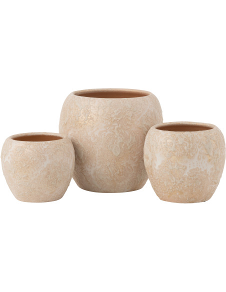 Cache pot moderne Rond Diamètre 24 cm en Terre cuite Rose Doré Nyara - 2