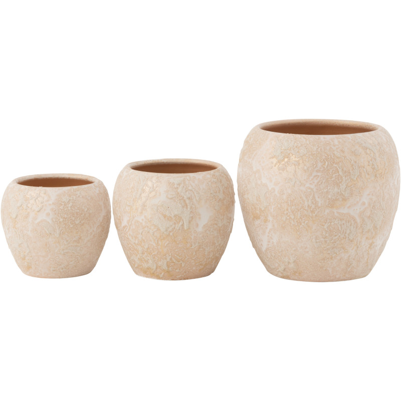 Cache pot moderne Rond Diamètre 24 cm en Terre cuite Rose Doré Nyara - 3