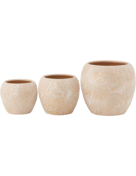 Cache pot moderne Rond Diamètre 24 cm en Terre cuite Rose Doré Nyara - 3