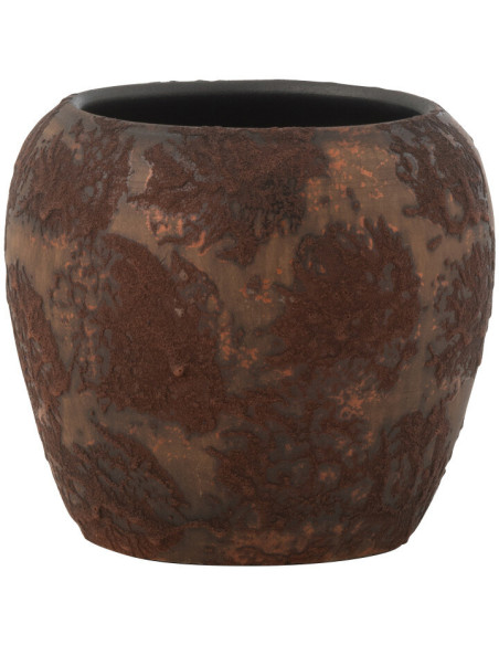 Cache pot vintage Rond Diamètre 18 cm en Terre cuite Marron Rouille Nyara - 1