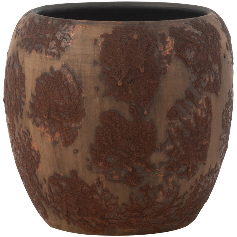 Cache pot vintage Rond Diamètre 24 cm en Terre cuite Marron Rouille Nyara - 1