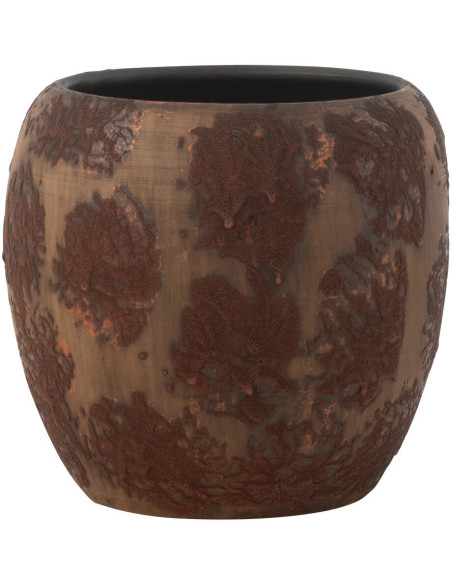 Cache pot vintage Rond Diamètre 24 cm en Terre cuite Marron Rouille Nyara - 1