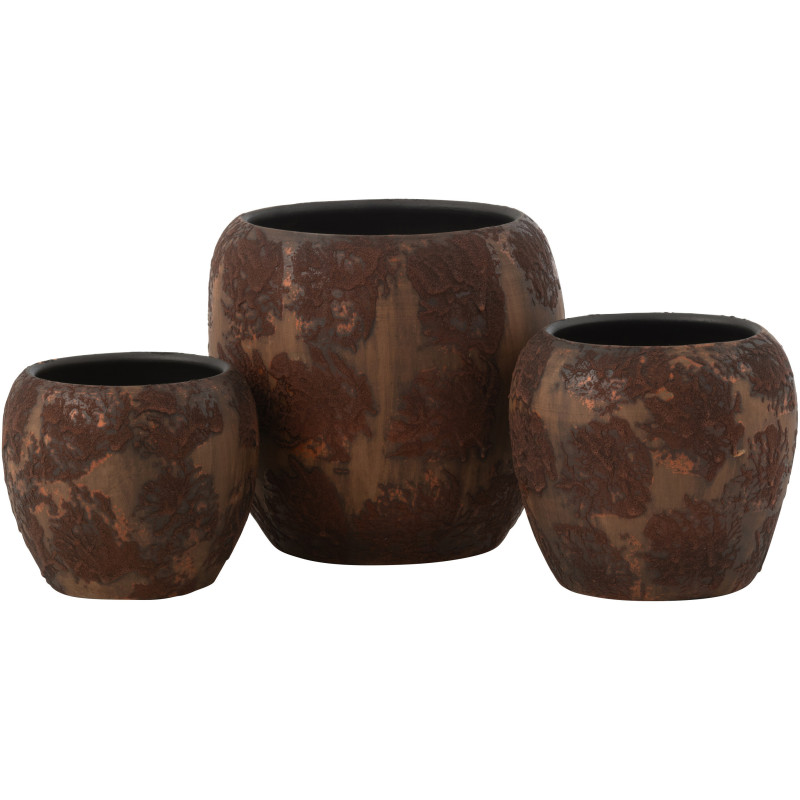 Cache pot vintage Rond Diamètre 24 cm en Terre cuite Marron Rouille Nyara - 3