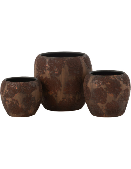 Cache pot vintage Rond Diamètre 24 cm en Terre cuite Marron Rouille Nyara - 3