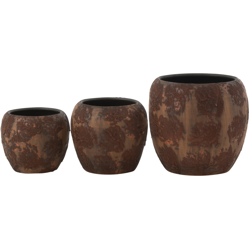 Cache pot vintage Rond Diamètre 24 cm en Terre cuite Marron Rouille Nyara - 4