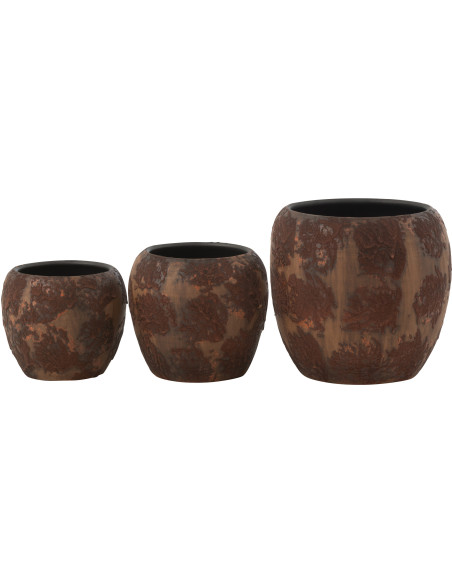 Cache pot vintage Rond Diamètre 24 cm en Terre cuite Marron Rouille Nyara - 4