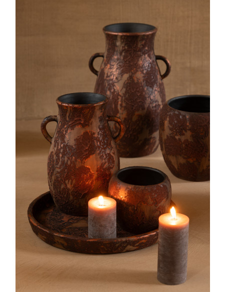 Vase vintage Amphore XXL Hauteur 70 cm en Terre cuite Marron Rouille Nyara - 2