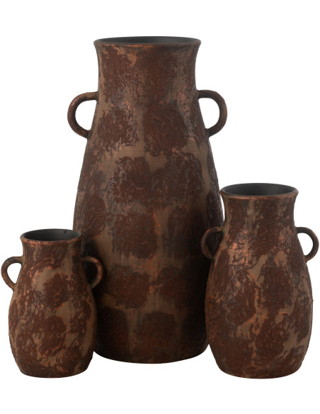 Vase vintage Amphore XXL Hauteur 70 cm en Terre cuite Marron Rouille Nyara - 3