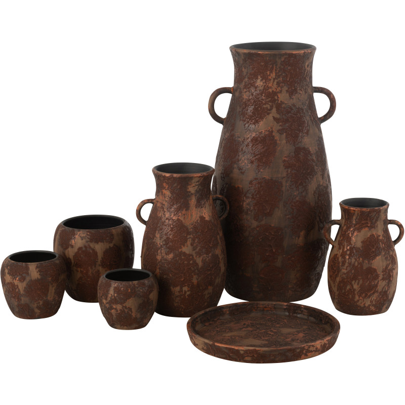 Vase vintage Amphore XXL Hauteur 70 cm en Terre cuite Marron Rouille Nyara - 5