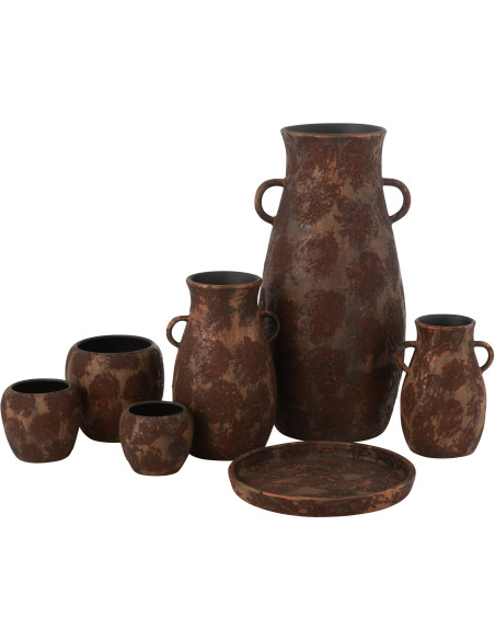 Vase vintage Amphore XXL Hauteur 70 cm en Terre cuite Marron Rouille Nyara - 5