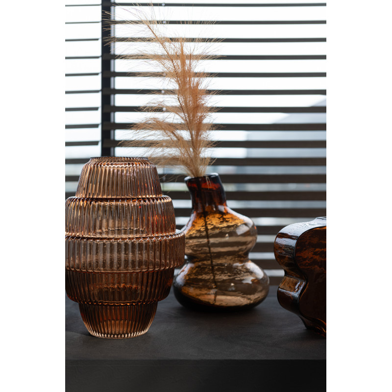 Vase original Bouteille Hauteur 27 cm en Verre Ambre Kevan - 3
