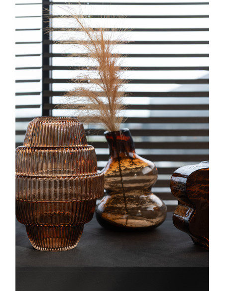 Vase original Bouteille Hauteur 27 cm en Verre Ambre Kevan - 3