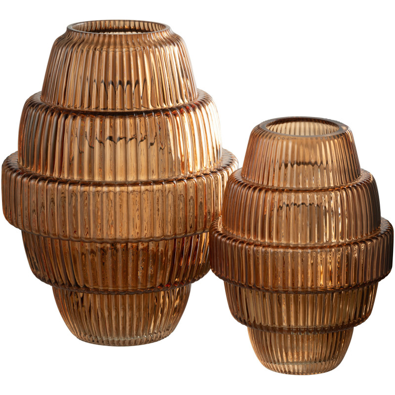 Vase moderne Escalier Hauteur 30 cm en Verre Ambre Max - 3