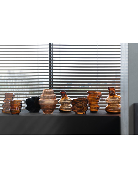 Vase moderne Escalier Hauteur 30 cm en Verre Ambre Max - 4