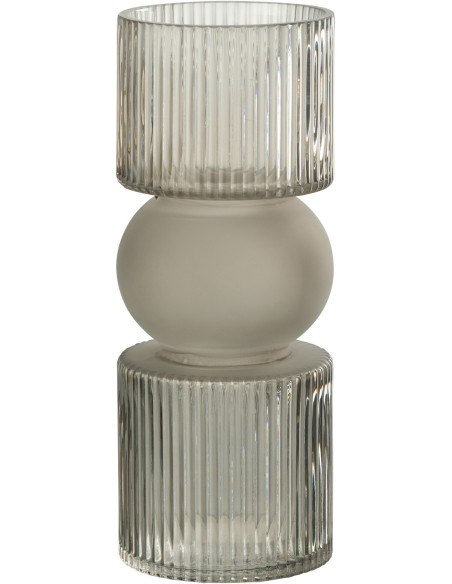 Vase design Cylindrique Hauteur 25 cm en Verre Gris Bonbon - 1