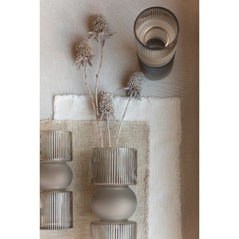 Vase design Cylindrique Hauteur 25 cm en Verre Gris Bonbon - 2