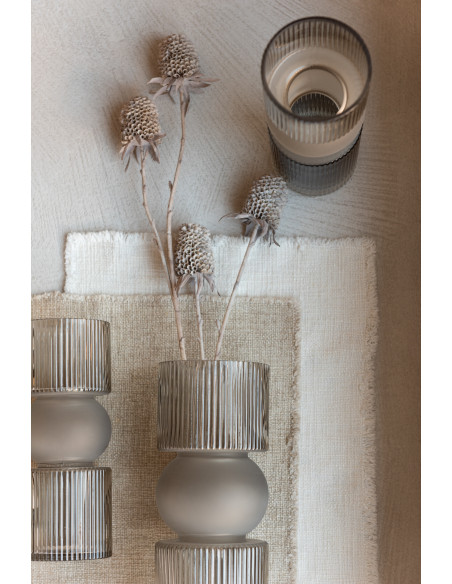 Vase design Cylindrique Hauteur 25 cm en Verre Gris Bonbon - 2