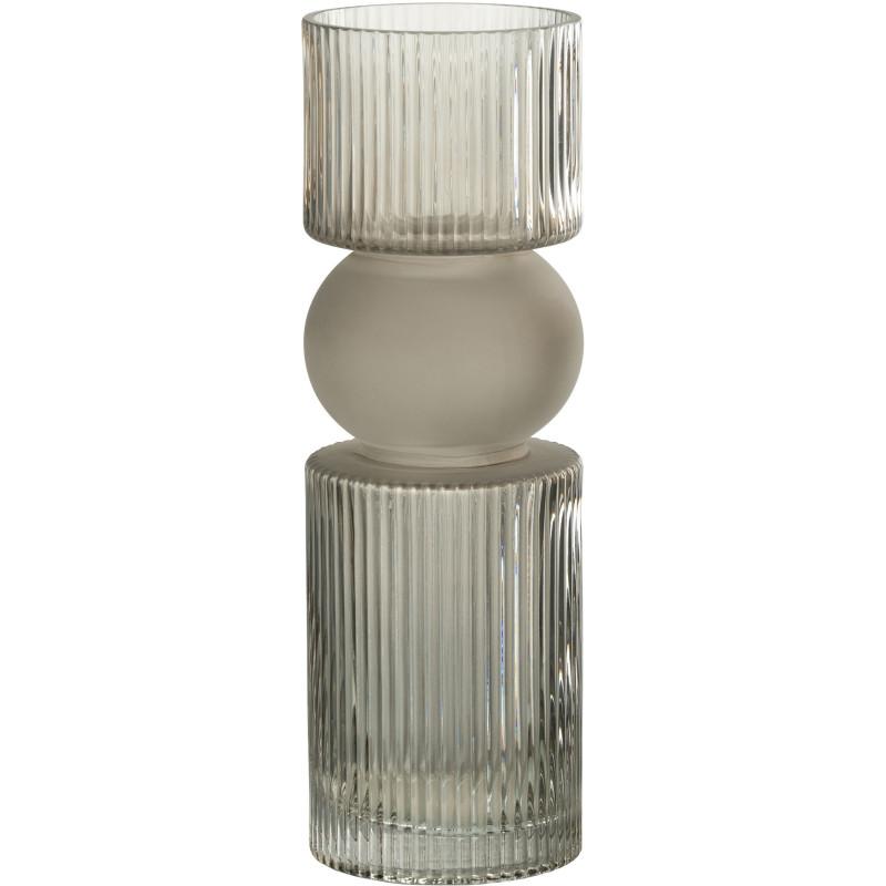 Vase design Cylindrique Hauteur 30 cm en Verre Gris Bonbon - 1