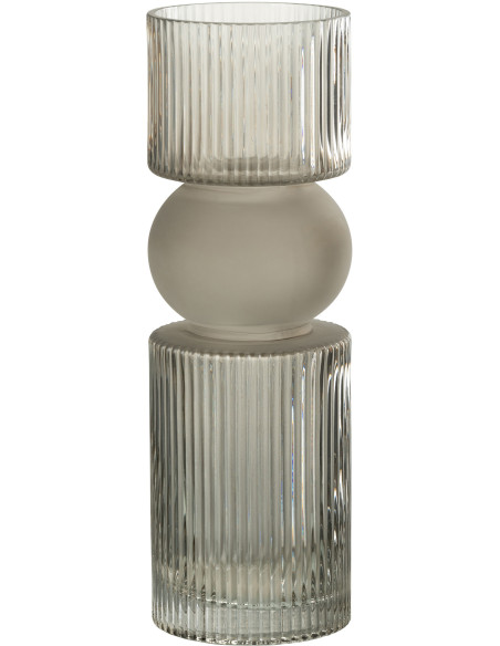 Vase design Cylindrique Hauteur 30 cm en Verre Gris Bonbon - 1