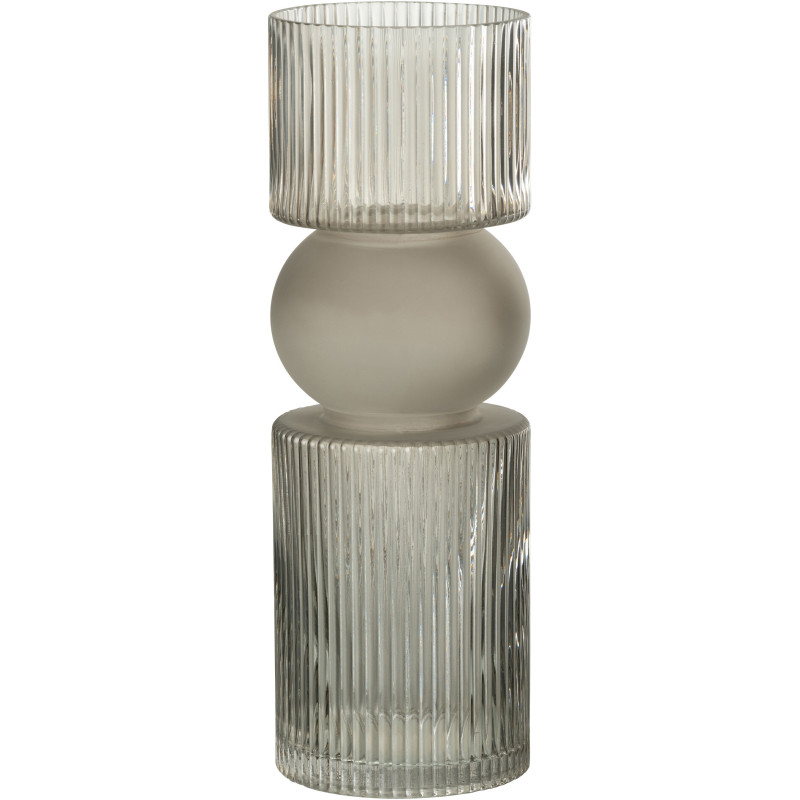 Vase design Cylindrique Hauteur 35 cm en Verre Gris Bonbon - 1