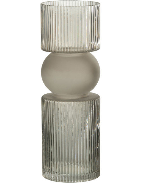 Vase design Cylindrique Hauteur 35 cm en Verre Gris Bonbon - 1