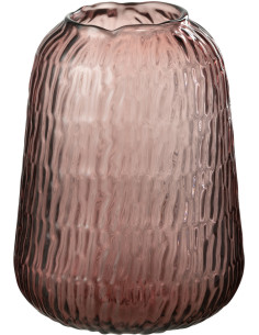 Vase moderne Rond Hauteur 23 cm en Verre Rose Lolita - 1