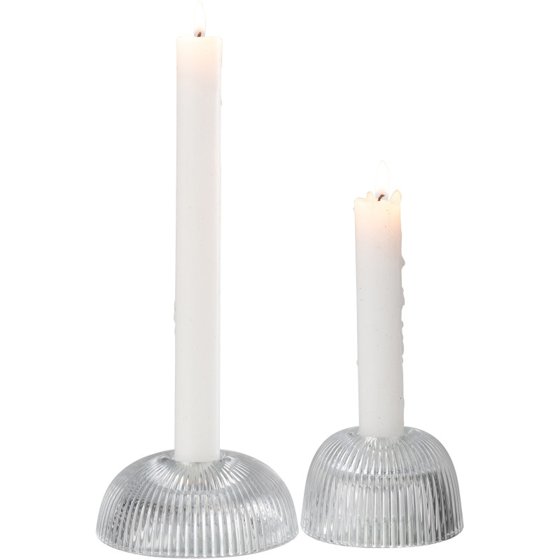 Bougeoir original rond en Verre Transparent Motif cannelé Wennia (Lot de 2) - 2