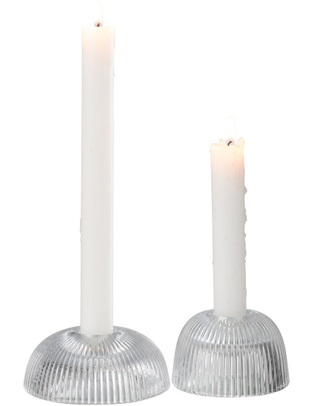 Bougeoir original rond en Verre Transparent Motif cannelé Wennia (Lot de 2) - 2