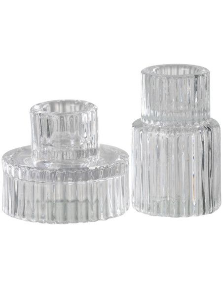 Bougeoir moderne en Verre Transparent Jenny (Lot de 2) - 1