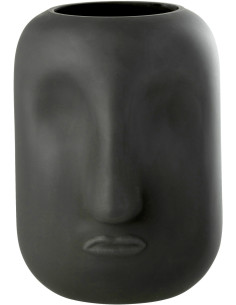 Vase moderne Visage Hauteur 25 cm en Verre Noir Noe - 1
