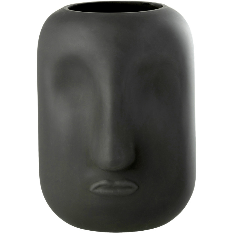 Vase moderne Visage Hauteur 25 cm en Verre Noir Noe - 1