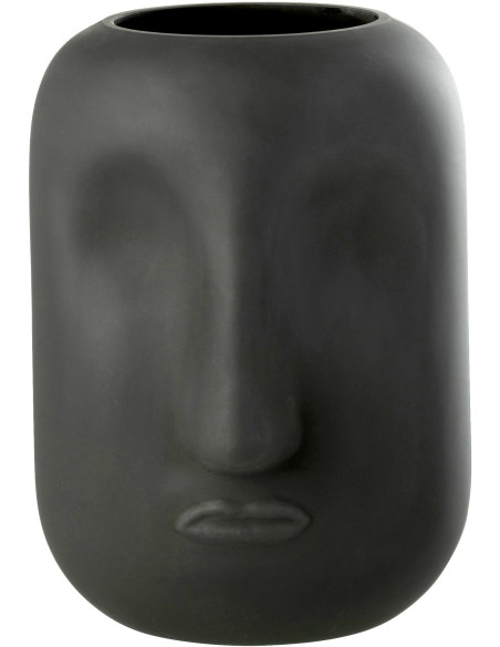 Vase moderne Visage Hauteur 25 cm en Verre Noir Noe - 1