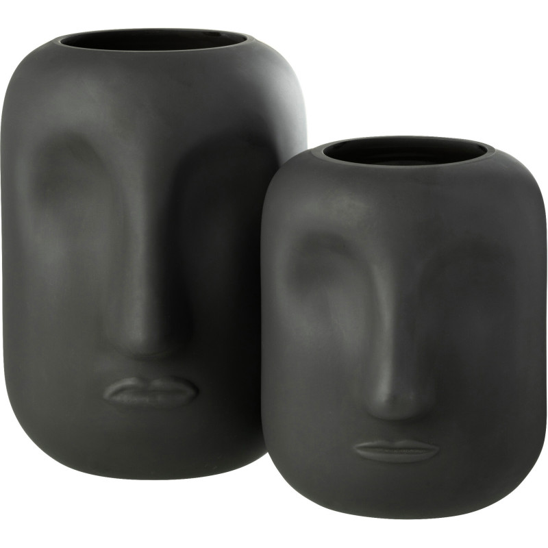Vase moderne Visage Hauteur 25 cm en Verre Noir Noe - 2