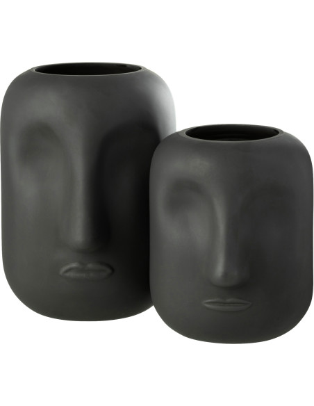 Vase moderne Visage Hauteur 25 cm en Verre Noir Noe - 2