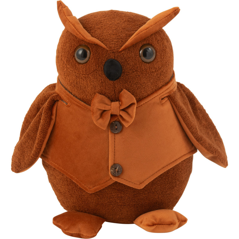 Cale porte original Chouette Hauteur 28 cm en Tissu Terracotta Bouclette Petsy - 1