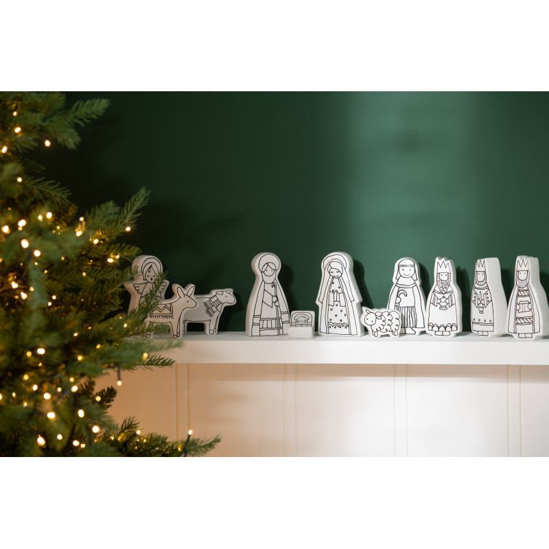 Crèche originale moderne 11 personnages Hauteur 14 cm en Dolomite Noir Blanc Soliane - 2