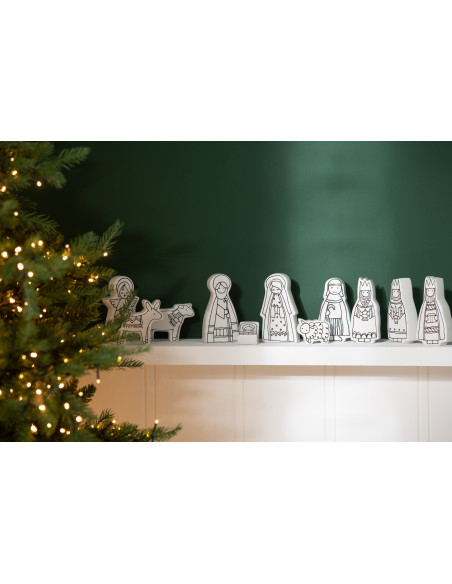 Crèche originale moderne 11 personnages Hauteur 14 cm en Dolomite Noir Blanc Soliane - 2