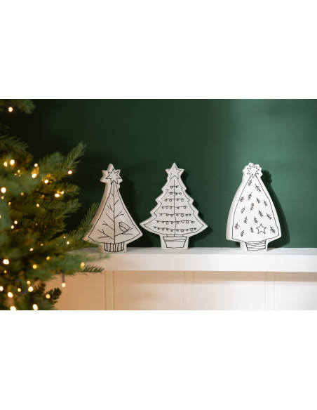 Décoration à poser moderne Sapin de Noël Hauteur 13 cm en Dolomite Noir Blanc Grynor (Lot de 3) - 2