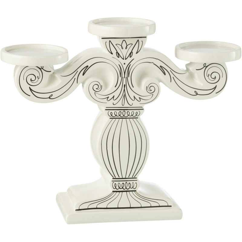 Chandelier moderne 3 bras 33 cm en Dolomite Blanc Noir Zavor - 1