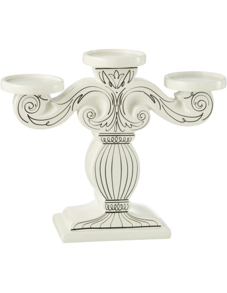 Chandelier moderne 3 bras 33 cm en Dolomite Blanc Noir Zavor - 1