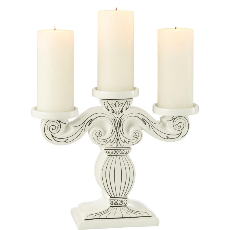 Chandelier moderne 3 bras 33 cm en Dolomite Blanc Noir Zavor - 2