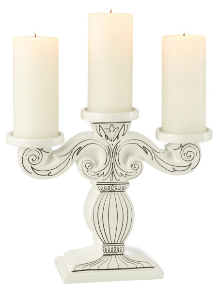 Chandelier moderne 3 bras 33 cm en Dolomite Blanc Noir Zavor - 2