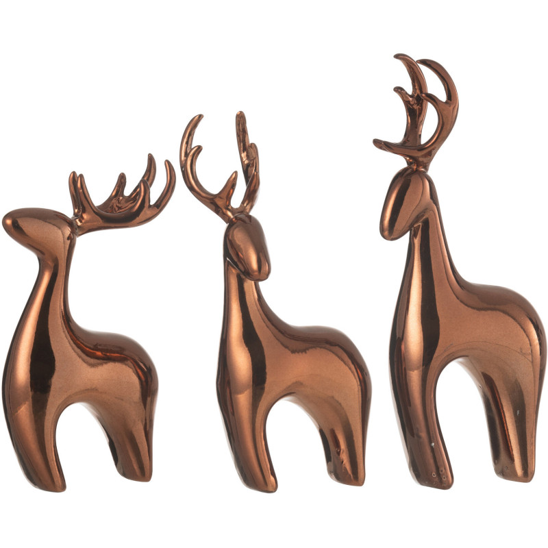 Statuettes modernes Rennes Hauteur 16 cm en Résine Cuivré Electro (Lot de 3) - 1