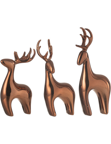 Statuettes modernes Rennes Hauteur 16 cm en Résine Cuivré Electro (Lot de 3) - 1