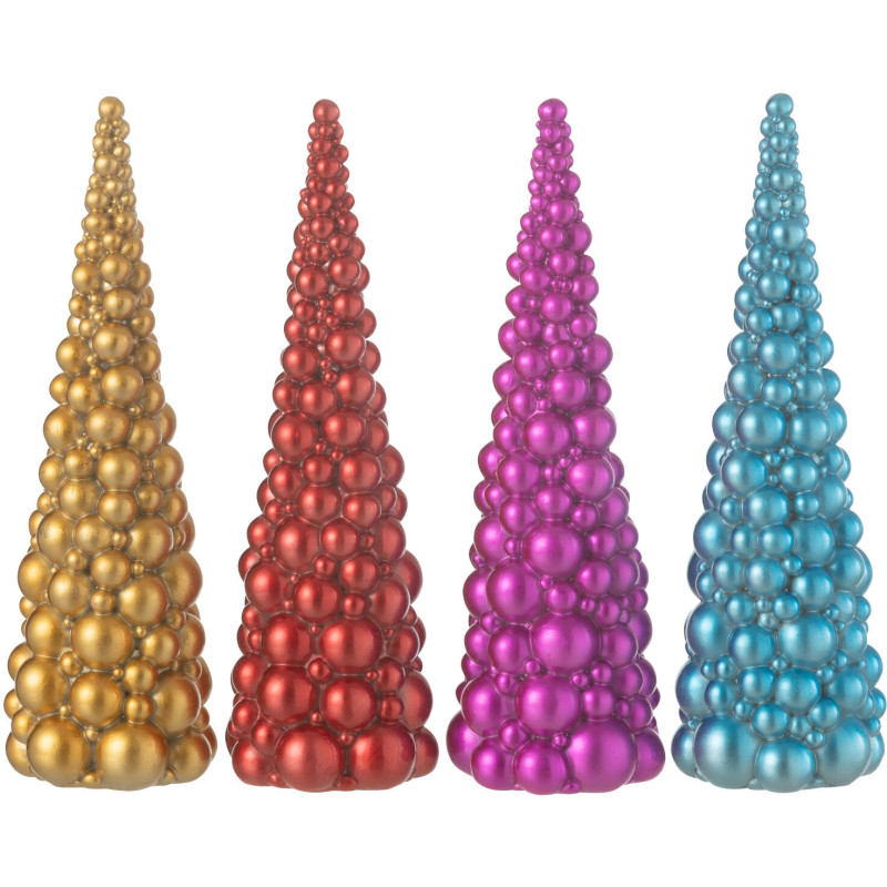 Sapin de Noël Boules Hauteur 20 cm en Résine Doré Rouge Rose Bleu Vehlina (Lot de 4) - 1