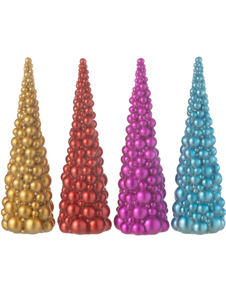 Sapin de Noël Boules Hauteur 20 cm en Résine Doré Rouge Rose Bleu Vehlina (Lot de 4) - 1