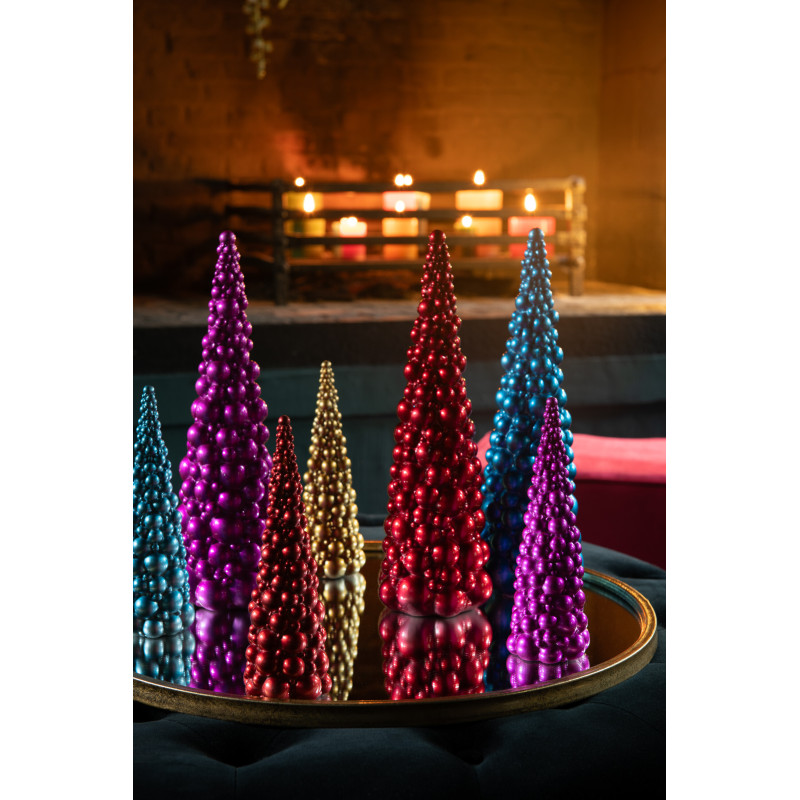 Sapin de Noël Boules Hauteur 20 cm en Résine Doré Rouge Rose Bleu Vehlina (Lot de 4) - 2