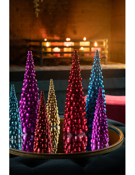 Sapin de Noël Boules Hauteur 20 cm en Résine Doré Rouge Rose Bleu Vehlina (Lot de 4) - 2