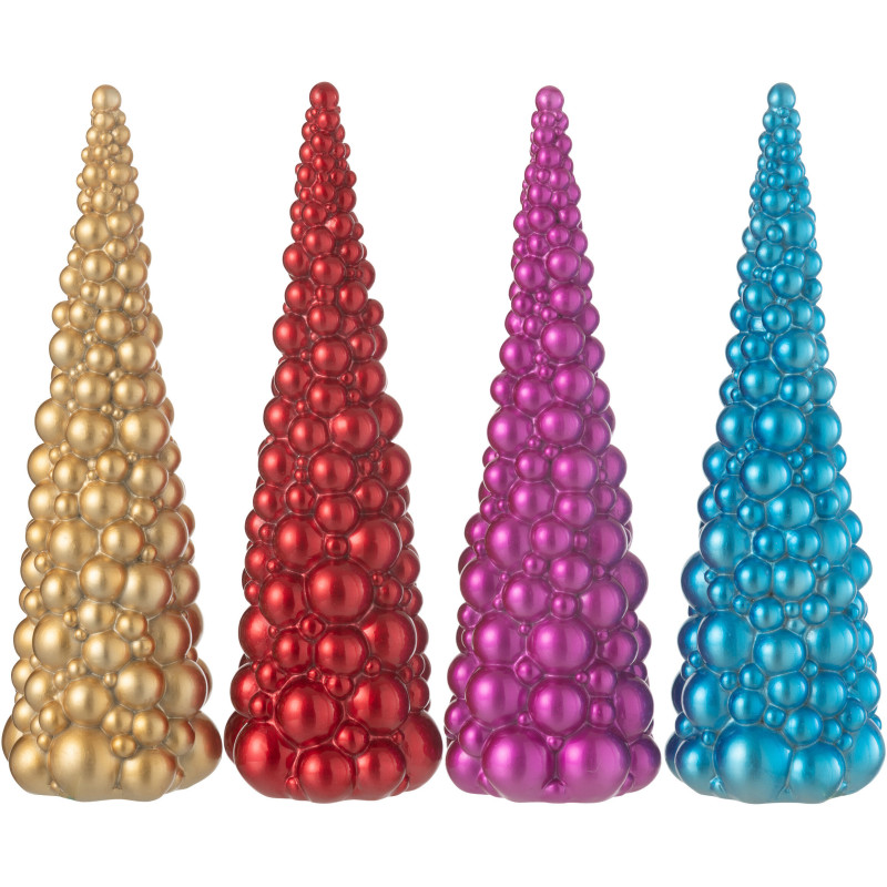 Sapin de Noël Boules XL Hauteur 33 cm en Résine Doré Rouge Rose Bleu Vehlina (Lot de 4) - 1